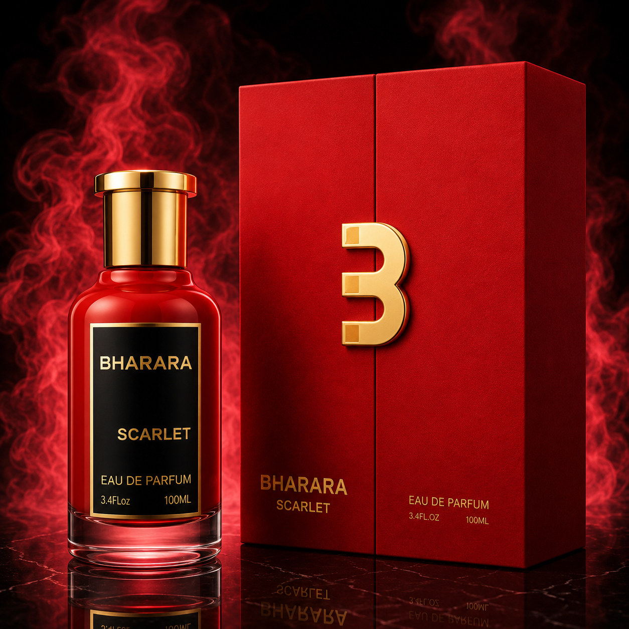 Bharara Scarlet Eau de Parfum – Bold Fruity Amber Floral Fragrance (100ml / 3.4 oz)