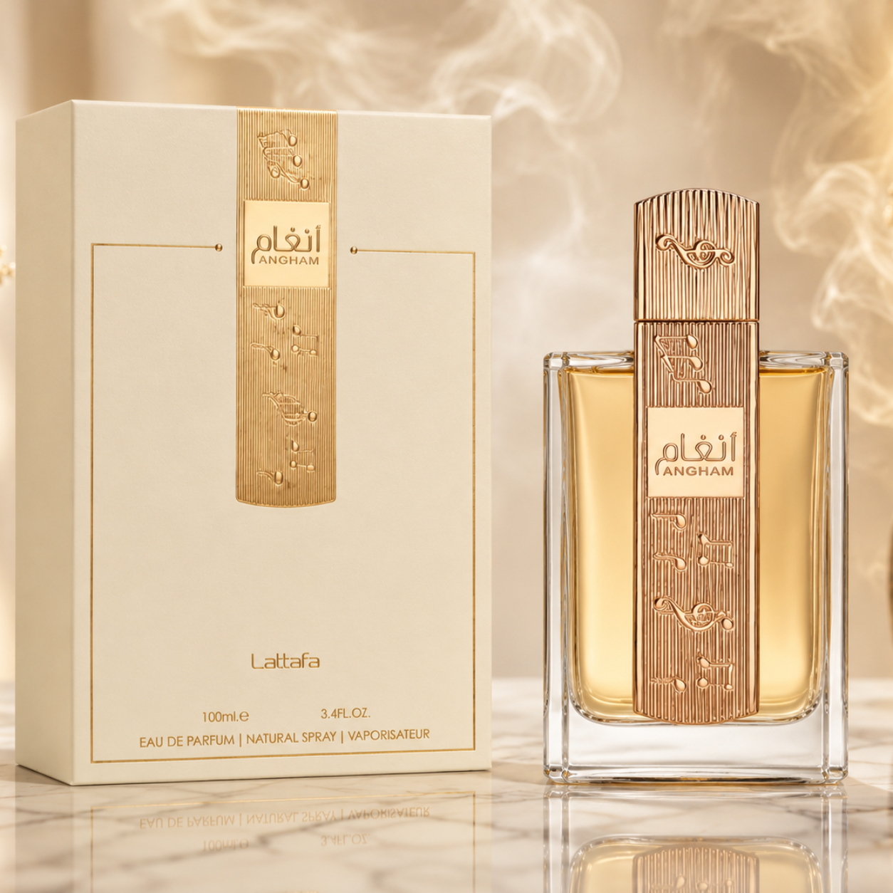 Lattafa Angham Eau de Parfum – Elegant Vanilla Floral Musk Fragrance (100ml / 3.4 oz)