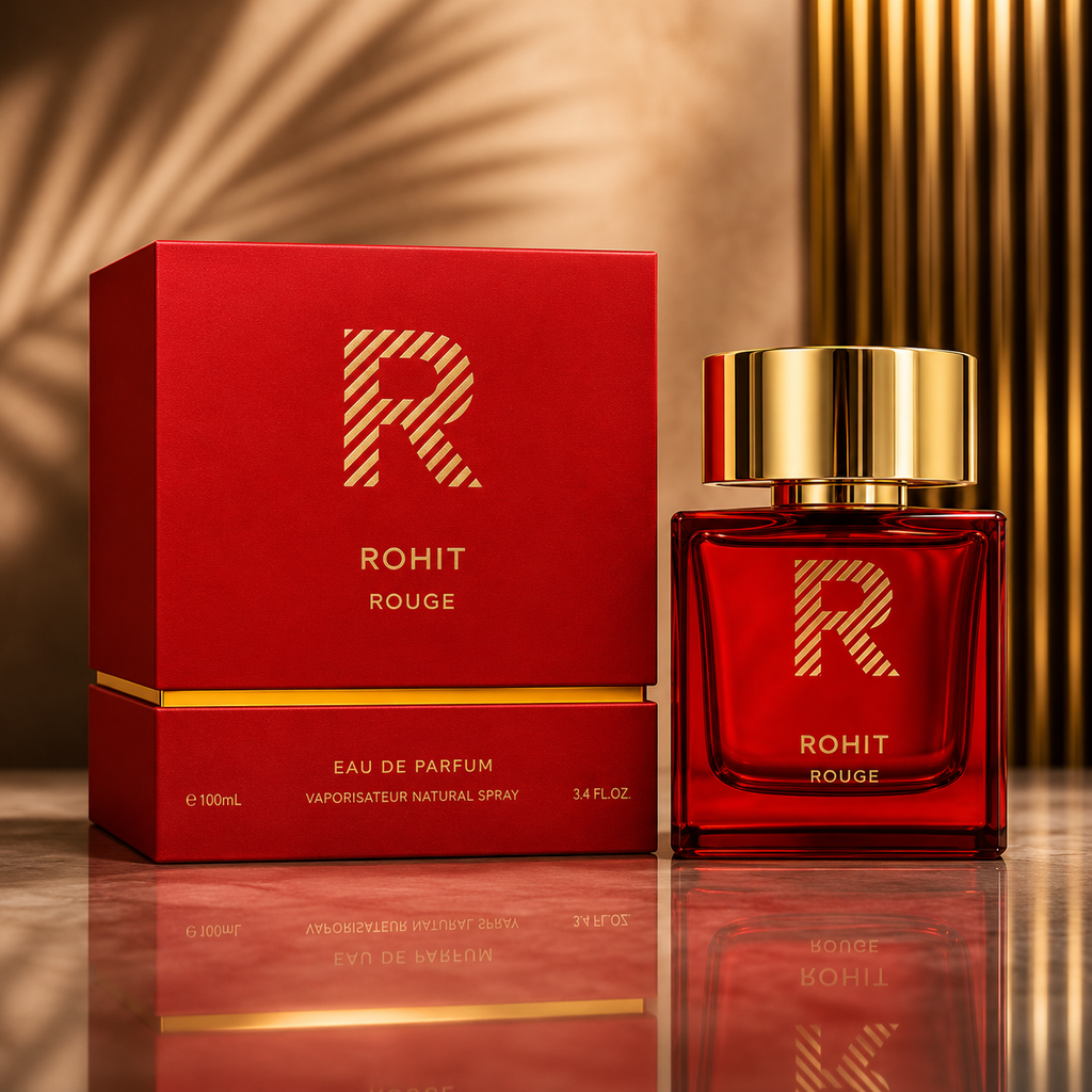 Bharara Rohit Rouge Eau de Parfum – Luxury Amber Woody Fragrance (100ml / 3.4 oz)