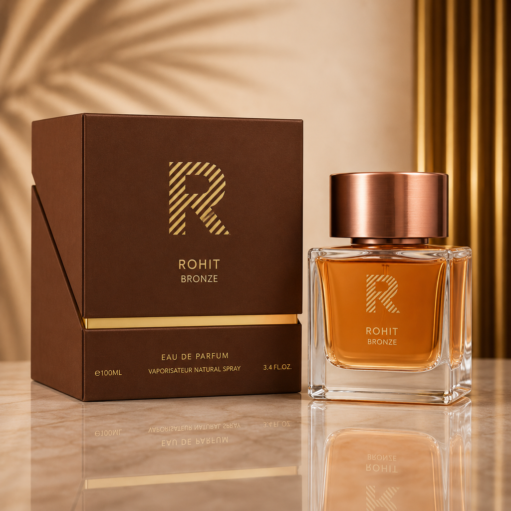 Bharara Rohit Bronze Eau de Parfum – Warm Amber Woody Luxury Fragrance for Men (100ml / 3.4 oz)