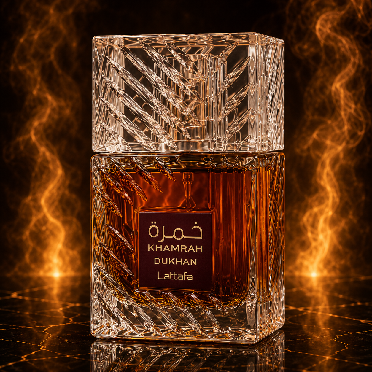 Lattafa Khamrah Dukhan Eau de Parfum – Smoky Spiced Amber Woody Fragrance (100ml / 3.4 oz)