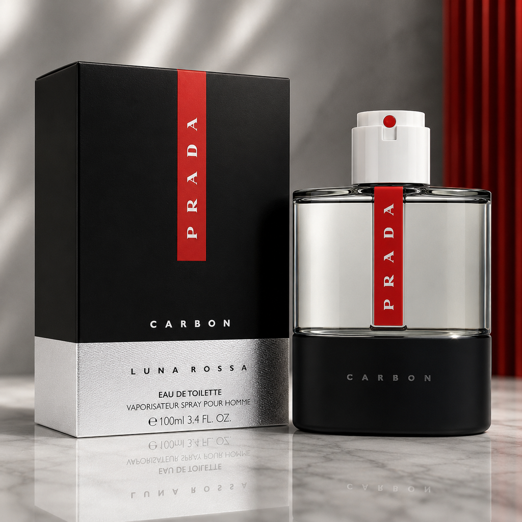 Prada Luna Rossa Carbon Eau de Toilette – Fresh Mineral Aromatic Luxury Fragrance for Men (100ml / 3.4 oz)