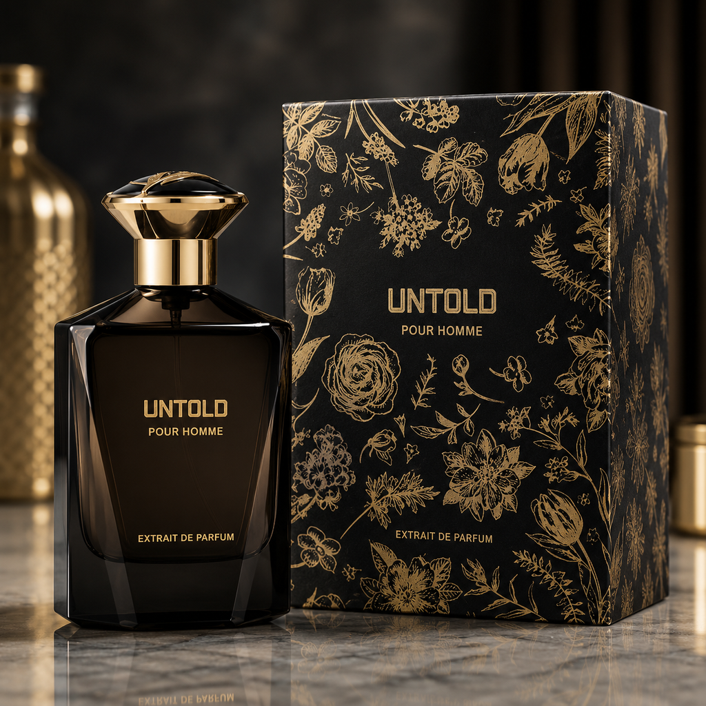 Fragrance Story Untold Pour Homme Extrait de Parfum – Men’s Warm Woody Amber Luxury Fragrance (100ml / 3.4 oz)