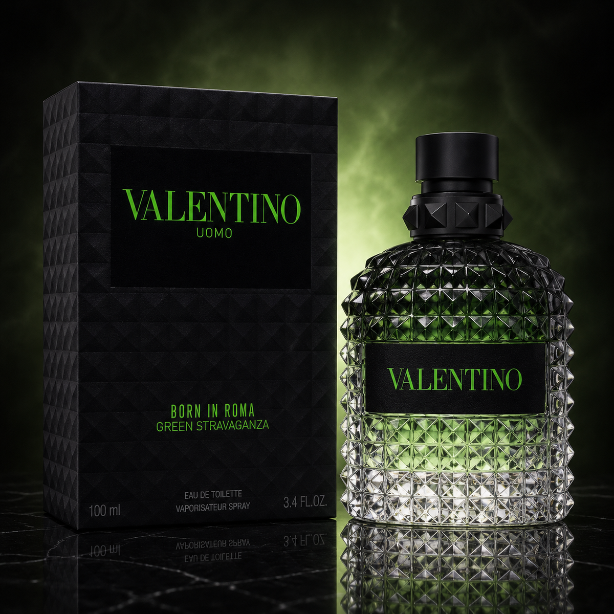 Valentino Uomo Born in Roma Green Stravaganza Eau de Toilette – Men’s Fougere Ambery Fragrance (3.4 oz / 100ml)