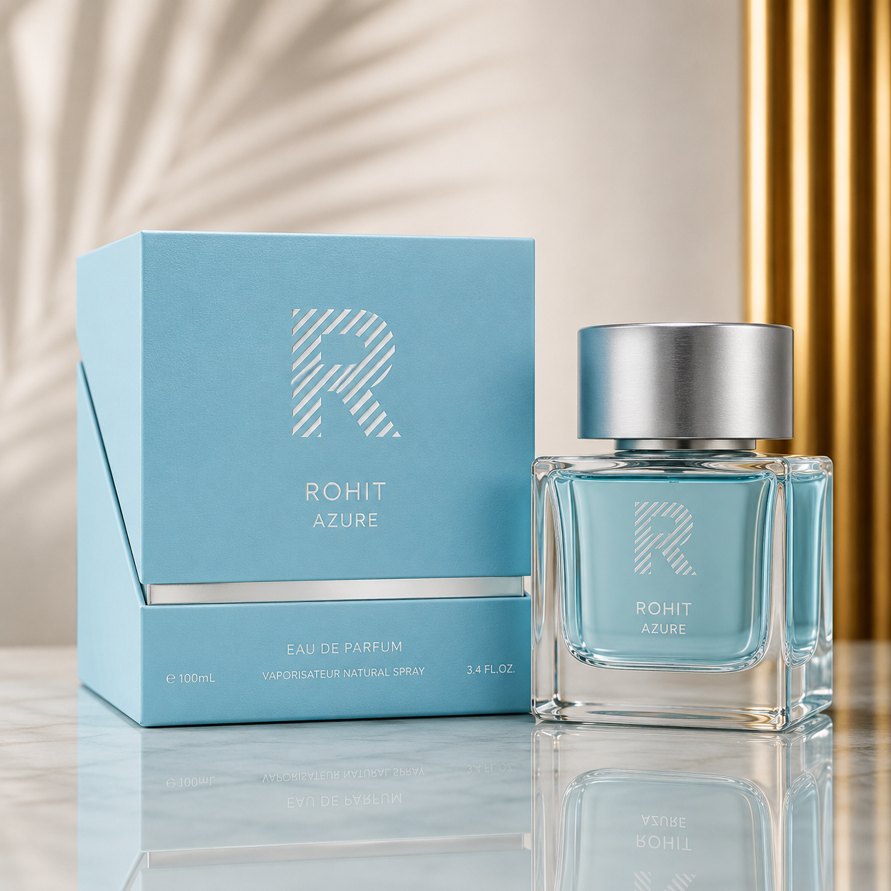 Bharara Rohit Azure Eau de Parfum – Fresh Aquatic Citrus Fragrance for Men (100ml / 3.4 oz)